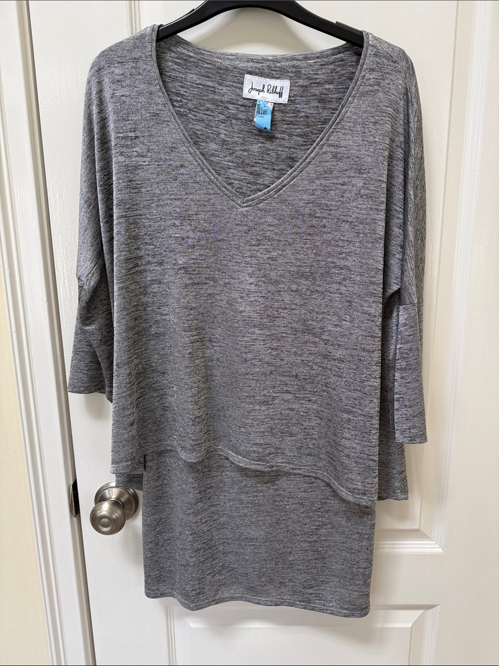 Joseph Ribkoff Gray V-Neck Layered Women’s Top